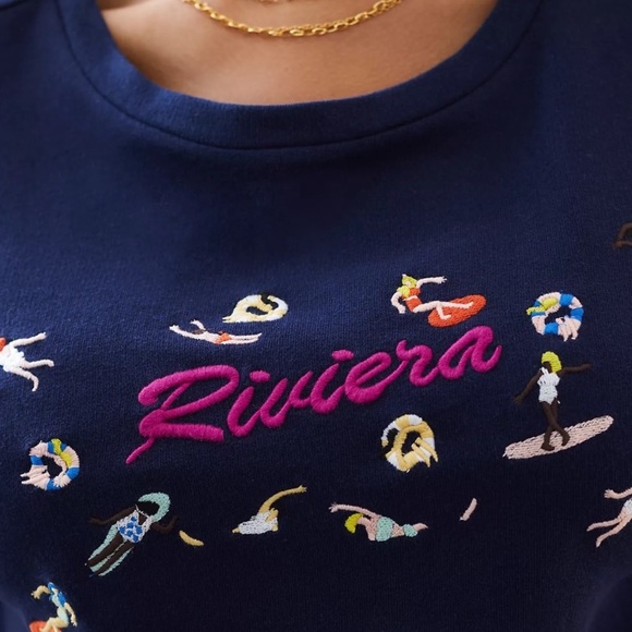 Anthropologie Maeve Riviera Embroidered Tee NWT - Picture 2 of 14